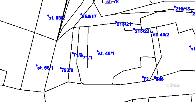 Parcela st. 40/1 v KÚ Tasnovice, Katastrální mapa