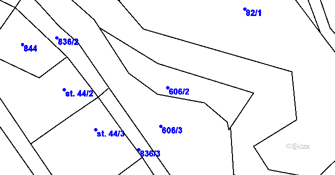 Parcela st. 606/2 v KÚ Tasnovice, Katastrální mapa