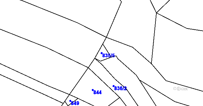 Parcela st. 835/5 v KÚ Tasnovice, Katastrální mapa