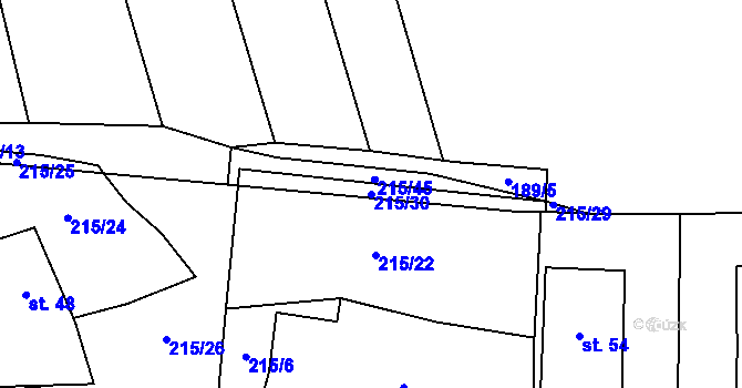 Parcela st. 215/30 v KÚ Tasnovice, Katastrální mapa