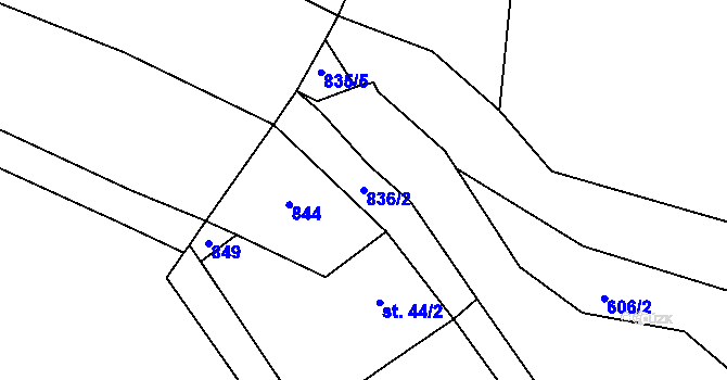Parcela st. 836/2 v KÚ Tasnovice, Katastrální mapa