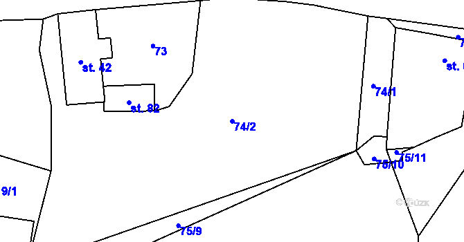 Parcela st. 74/2 v KÚ Tasnovice, Katastrální mapa