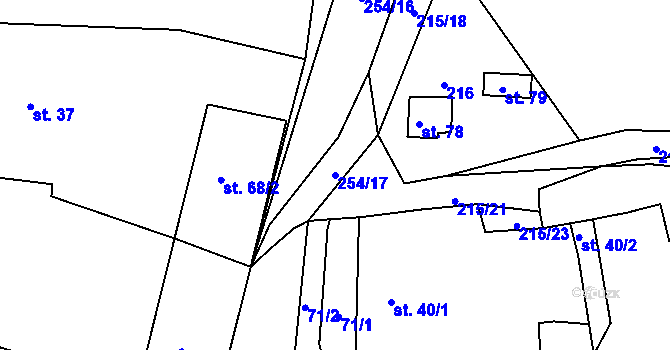 Parcela st. 254/17 v KÚ Tasnovice, Katastrální mapa