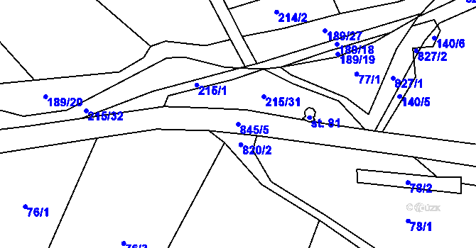Parcela st. 845/5 v KÚ Tasnovice, Katastrální mapa