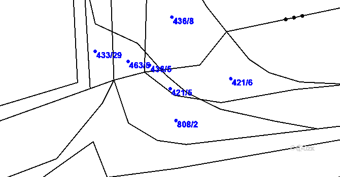 Parcela st. 421/5 v KÚ Tasnovice, Katastrální mapa