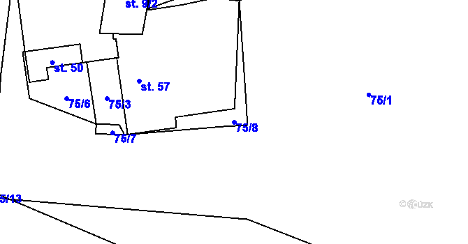 Parcela st. 75/8 v KÚ Tasnovice, Katastrální mapa
