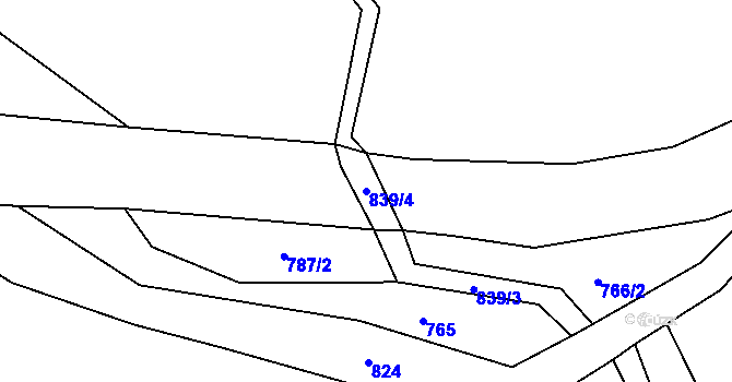 Parcela st. 839/4 v KÚ Tasnovice, Katastrální mapa