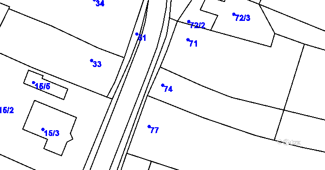 Parcela st. 74 v KÚ Štítary na Moravě, Katastrální mapa