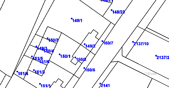 Parcela st. 149/2 v KÚ Štítary na Moravě, Katastrální mapa
