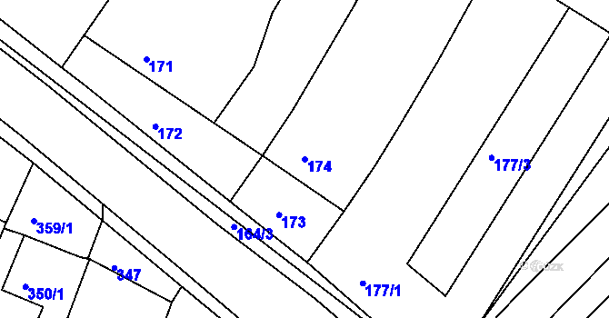 Parcela st. 174 v KÚ Štítary na Moravě, Katastrální mapa