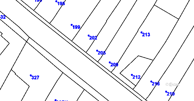 Parcela st. 205 v KÚ Štítary na Moravě, Katastrální mapa