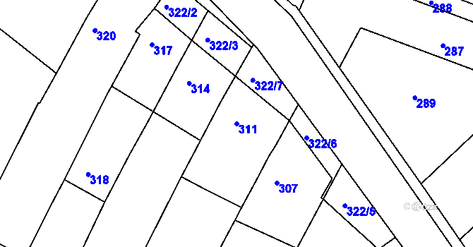Parcela st. 311 v KÚ Štítary na Moravě, Katastrální mapa