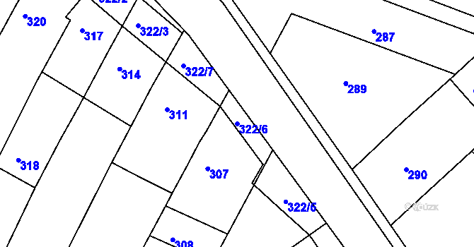 Parcela st. 322/6 v KÚ Štítary na Moravě, Katastrální mapa