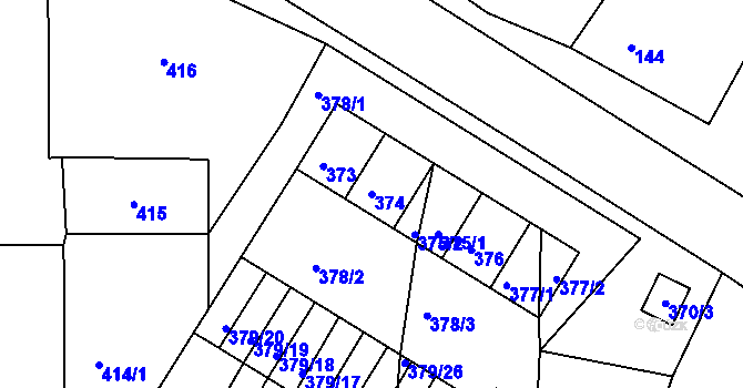 Parcela st. 374 v KÚ Štítary na Moravě, Katastrální mapa