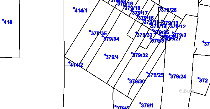 Parcela st. 379/4 v KÚ Štítary na Moravě, Katastrální mapa