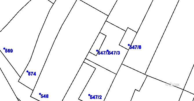 Parcela st. 547/7 v KÚ Štítary na Moravě, Katastrální mapa