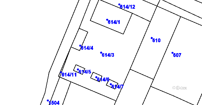 Parcela st. 614/3 v KÚ Štítary na Moravě, Katastrální mapa