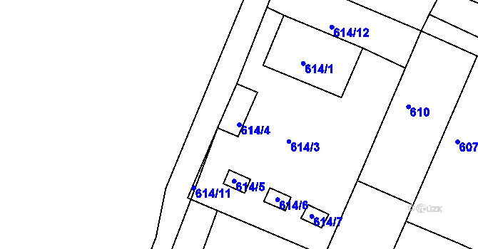 Parcela st. 614/4 v KÚ Štítary na Moravě, Katastrální mapa