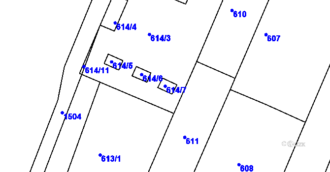 Parcela st. 614/7 v KÚ Štítary na Moravě, Katastrální mapa
