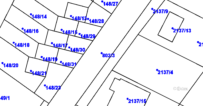 Parcela st. 802/3 v KÚ Štítary na Moravě, Katastrální mapa