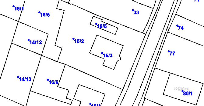 Parcela st. 15/3 v KÚ Štítary na Moravě, Katastrální mapa