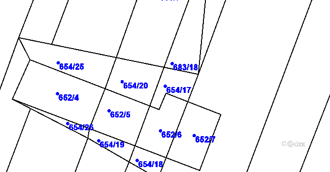 Parcela st. 654/17 v KÚ Štítary na Moravě, Katastrální mapa