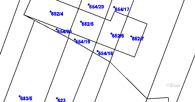 Parcela st. 654/18 v KÚ Štítary na Moravě, Katastrální mapa