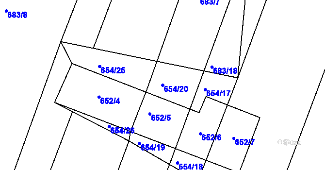 Parcela st. 654/20 v KÚ Štítary na Moravě, Katastrální mapa