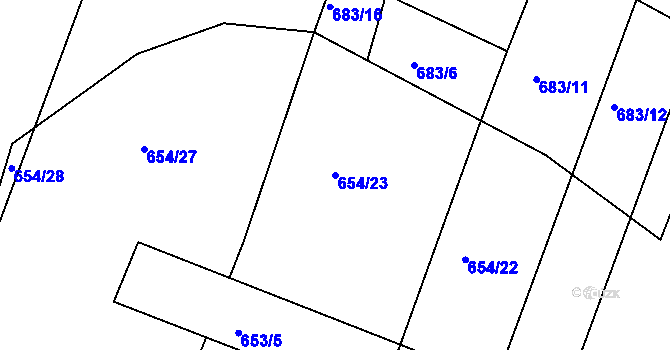 Parcela st. 654/23 v KÚ Štítary na Moravě, Katastrální mapa