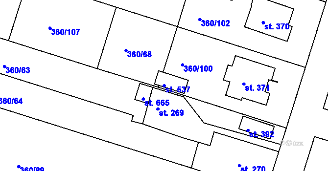 Parcela st. 537 v KÚ Štítina, Katastrální mapa