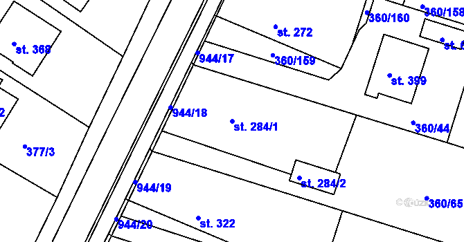 Parcela st. 284/1 v KÚ Štítina, Katastrální mapa