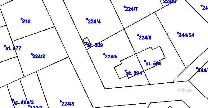 Parcela st. 224/5 v KÚ Štítina, Katastrální mapa