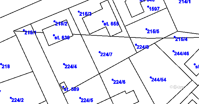 Parcela st. 224/7 v KÚ Štítina, Katastrální mapa
