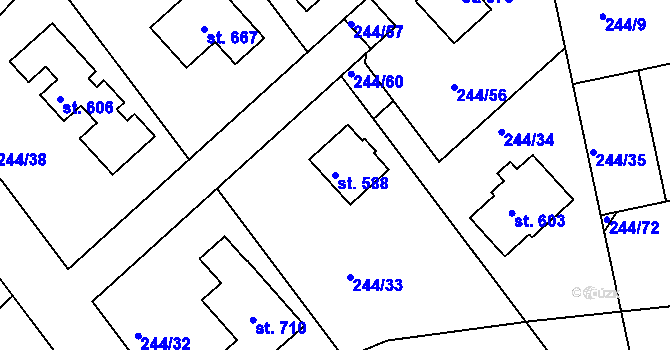Parcela st. 588 v KÚ Štítina, Katastrální mapa