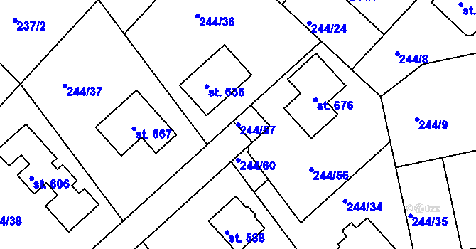 Parcela st. 244/57 v KÚ Štítina, Katastrální mapa