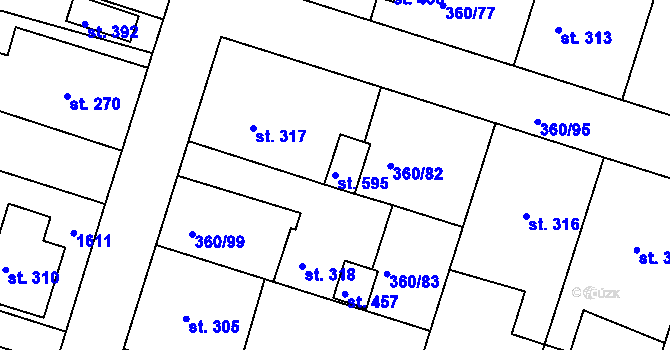 Parcela st. 595 v KÚ Štítina, Katastrální mapa