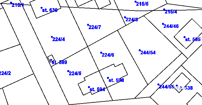 Parcela st. 224/6 v KÚ Štítina, Katastrální mapa