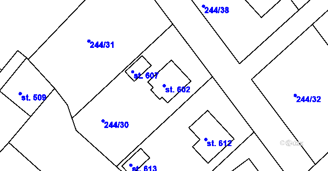 Parcela st. 602 v KÚ Štítina, Katastrální mapa