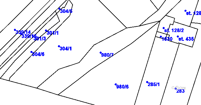 Parcela st. 980/7 v KÚ Štítina, Katastrální mapa