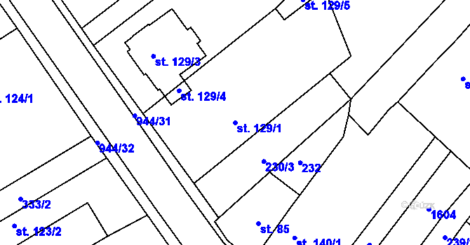Parcela st. 129/1 v KÚ Štítina, Katastrální mapa
