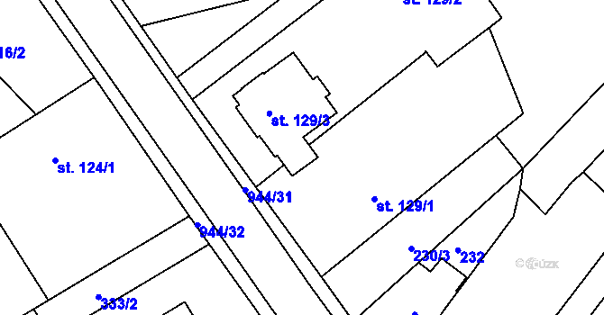 Parcela st. 129/4 v KÚ Štítina, Katastrální mapa