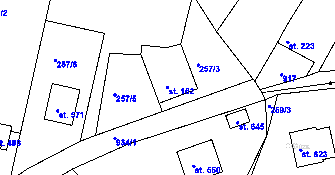 Parcela st. 162 v KÚ Štítina, Katastrální mapa