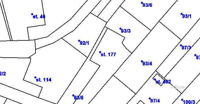 Parcela st. 177 v KÚ Štítina, Katastrální mapa