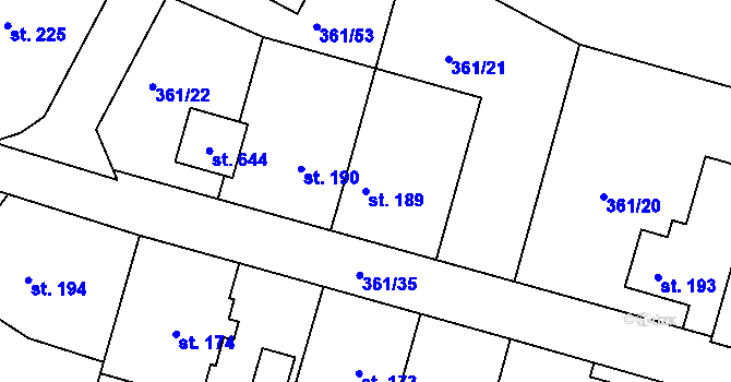 Parcela st. 189 v KÚ Štítina, Katastrální mapa