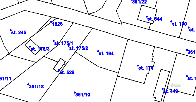 Parcela st. 194 v KÚ Štítina, Katastrální mapa