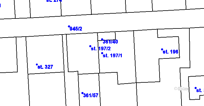 Parcela st. 197/1 v KÚ Štítina, Katastrální mapa