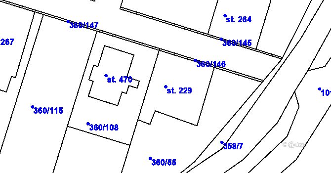 Parcela st. 229 v KÚ Štítina, Katastrální mapa