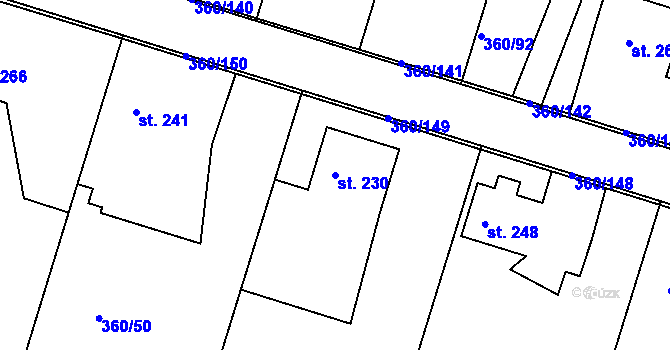 Parcela st. 230 v KÚ Štítina, Katastrální mapa