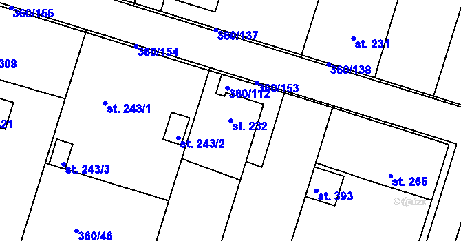 Parcela st. 232 v KÚ Štítina, Katastrální mapa