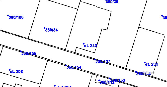 Parcela st. 242 v KÚ Štítina, Katastrální mapa